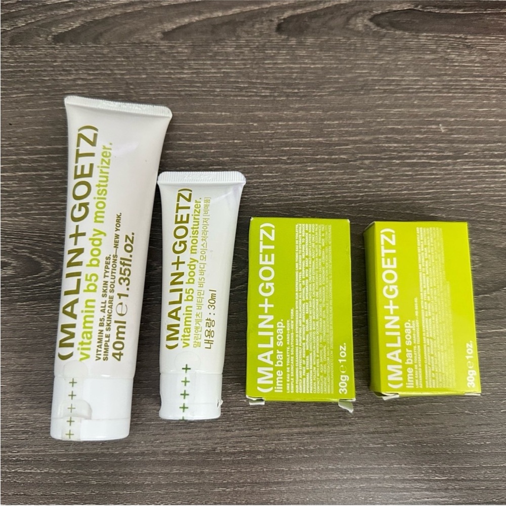 Malin + Goetz Vitamin B Body Moisturizer Lime Bar Soap Set Lot Travel